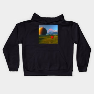 Valentine Wall Art - Heart and two moons - Unique Valentine Fantasy Planet Landsape - Photo print, canvas, artboard print, Canvas Print and T shirt Kids Hoodie